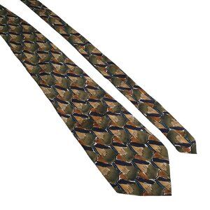 J Garcia Scold Collection Fourteen Mens Tie Vintage Pattern Silk Green Brown